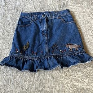 Adorable denim horse skirt